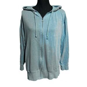 Victoria's Secret Spell-Out Full Zip Blue Hoodie Sweatshirt Women's S Small